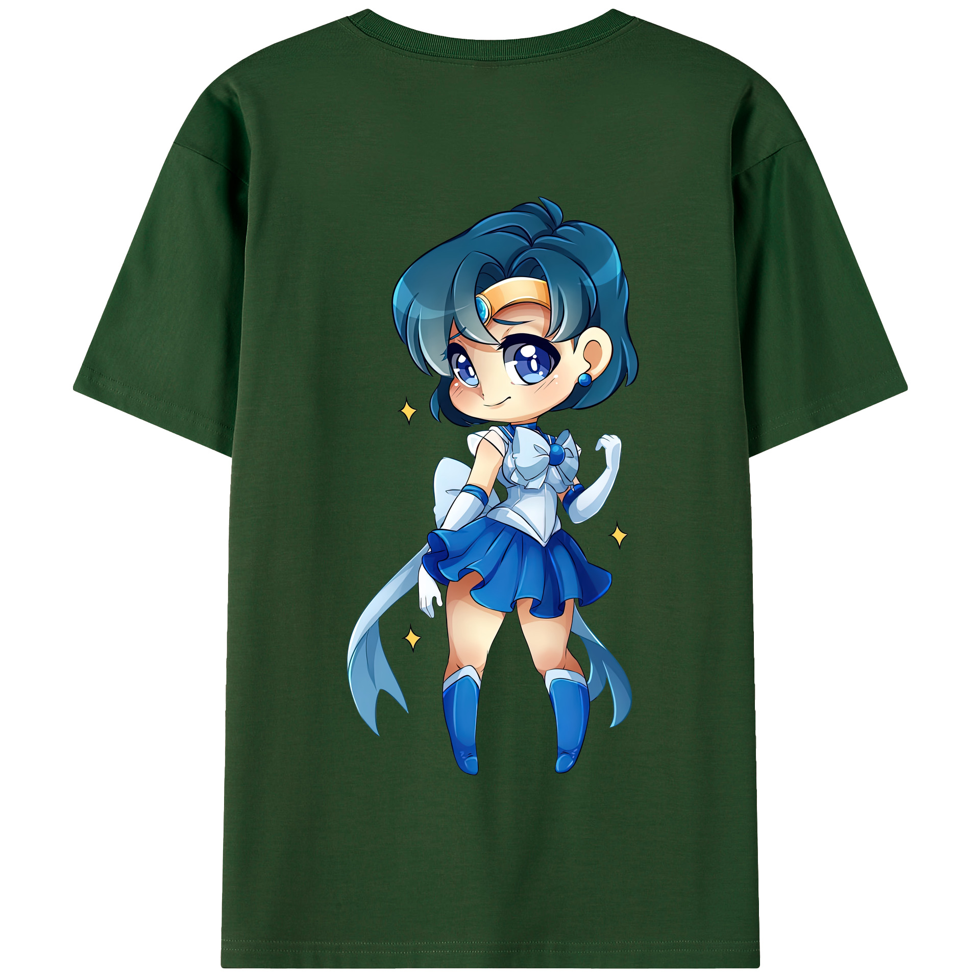 （画像用） 美少女戦士セーラームーン 水野 亜美 みずの あみ Sailor Moon Mizuno Ami 綿100％半袖Tシャツ（背面プリント）